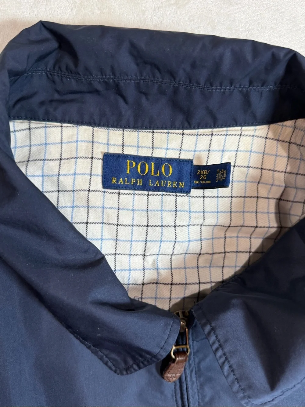Polo Ralph Lauren 2XB Navy Full-Zip Lined Windbreaker Harrington Jacket